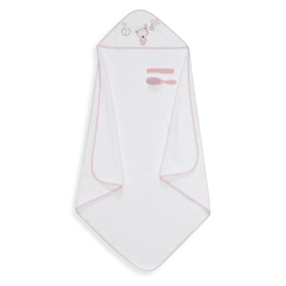 Комплект Бебешка Хавлия С Термометър За Баня White Pink Interbaby