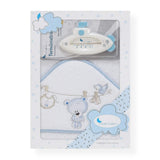 Комплект Бебешка Хавлия С Термометър За Баня White Blue Interbaby