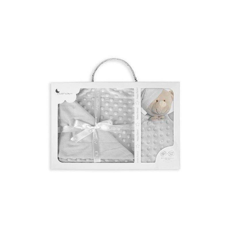 Комплект Бебешко Одеяло С Играчка Doudou Grey Interbaby