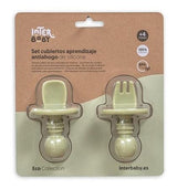 Комплект Силиконови Прибори За Хранене Anti Choking Olive Green Interbaby