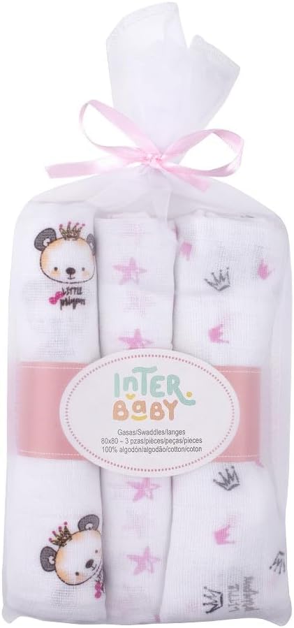 Муселинови Пелени 80х80 См 3бр Panda Pink Interbaby