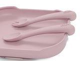 Комплект Силиконови Прибори За Хранене Dark Pink Interbaby