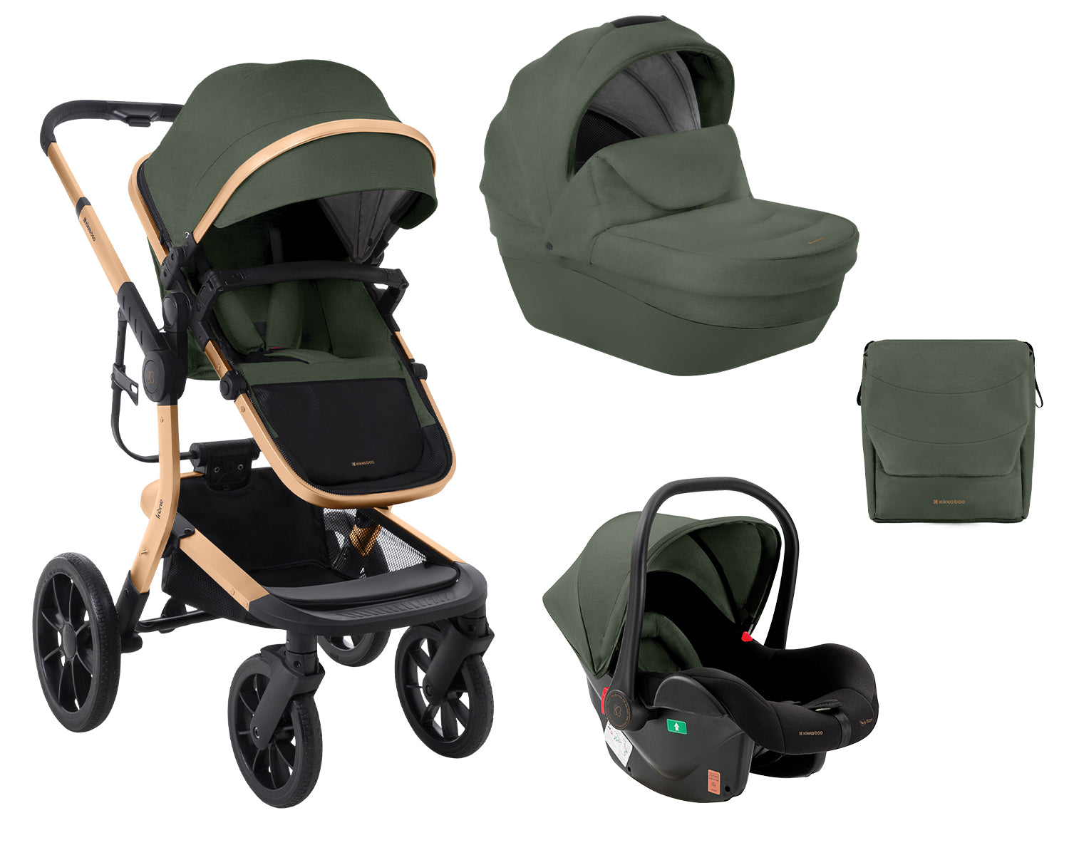 Комбинирана Количка 3В1 С Твърд Кош Irene Army Green 2024 --- BebeMama