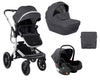 Комбинирана Количка 3В1 С Твърд Кош Irene Dark Grey 2024 - Комбинирани Колички - Kikkaboo - BebeMama