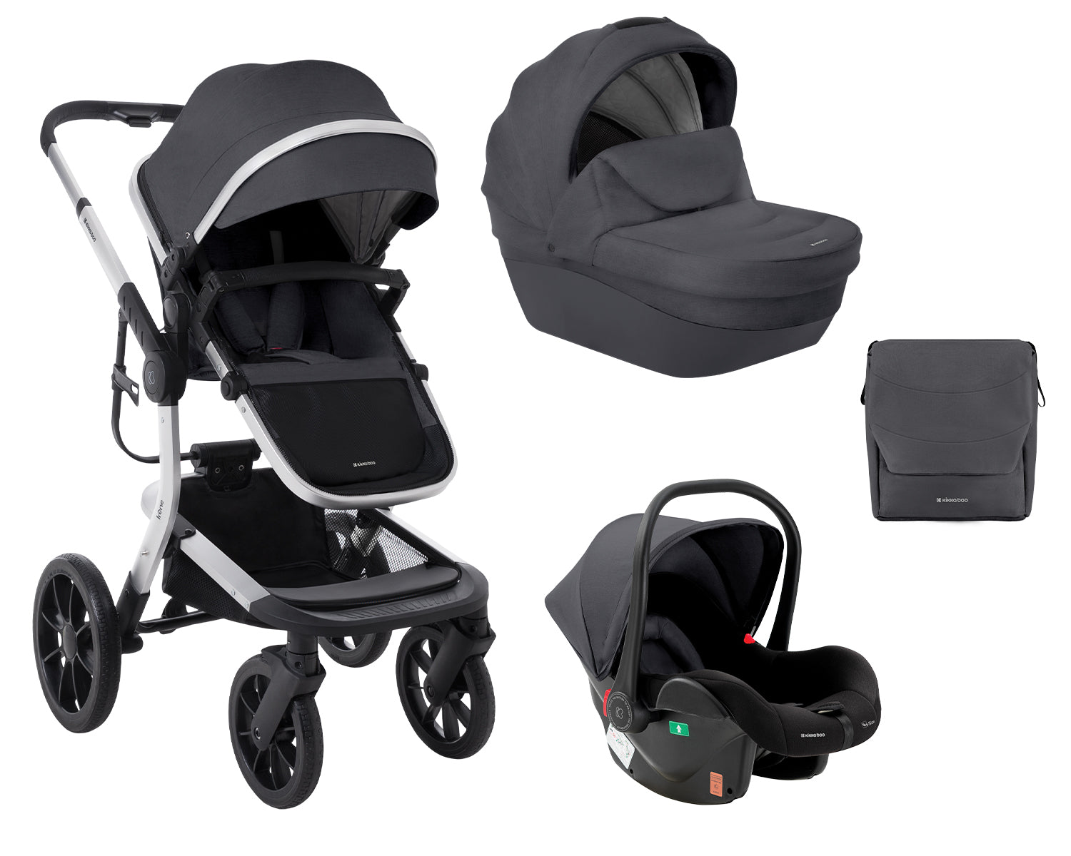 Комбинирана Количка 3В1 С Твърд Кош Irene Dark Grey 2024 --- BebeMama
