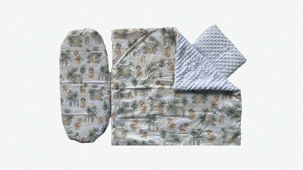 Комплект За Количка Baby Dreams Winter 3ч С Чаршаф С Ластик Камилче С Бял Бабъл Galix