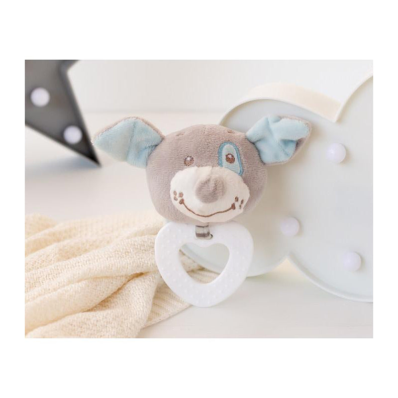 Бебешка Плюшена Дрънкалка Куче Син 13 См 3373 4 Kiokids
