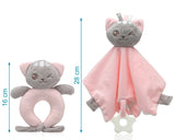 Комплект За Гушкане Doudou Коте + Гризалка Розов 04397 9 Kiokids
