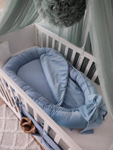 Двустранно Бебешко Гнездо От Памучен Велур Baby Blue Koell
