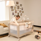 Leody Up Сгъваема Бебешка Кошара С Аксесоари Beige Kinderkraft
