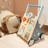 Дървена Бебешка Проходилка Baby Walker Blue Luvion