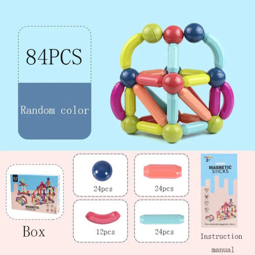 Constructor magnetic cu bile și bețe - 84 de piese