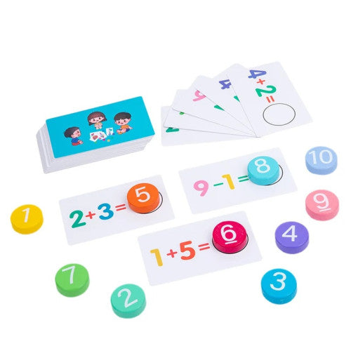 Joc de matematică pentru adunare și scădere cu plăci de lemn