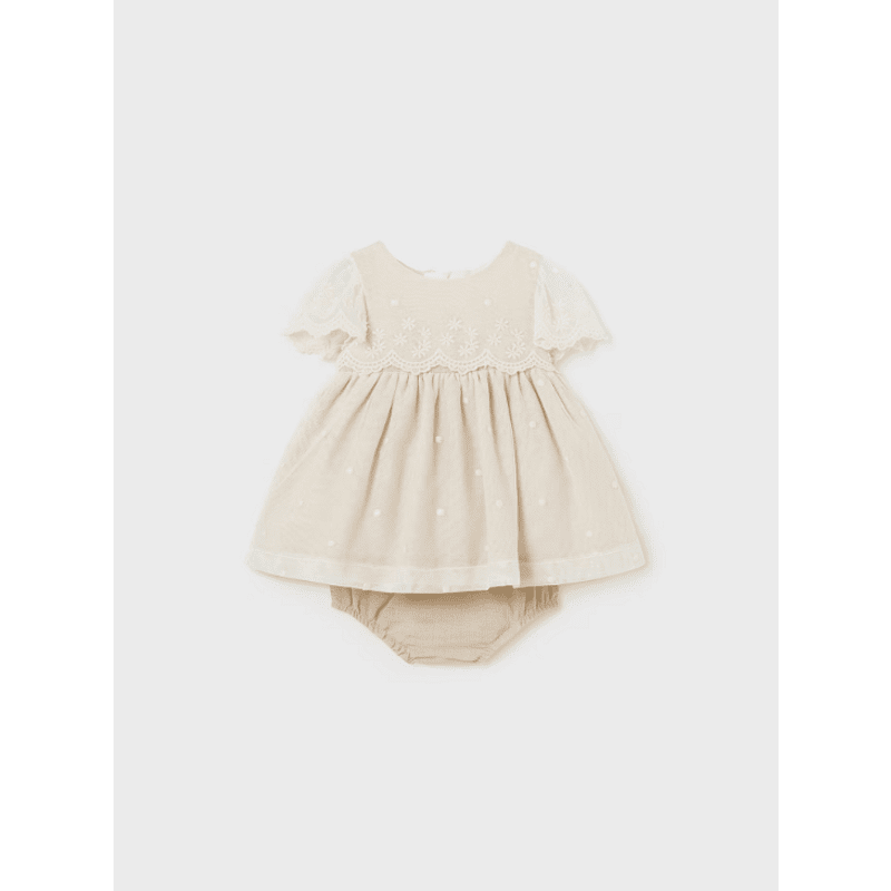 Рокля От Тюл С Бродерия И Гащички За Новородено 24 01826 054 Mayoral