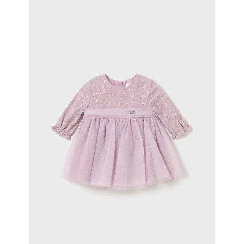 Рокля С Тюл И Бродерия За Новородено Лилава 13 02855 025 Mayoral