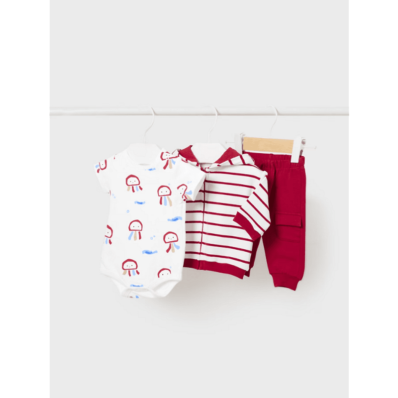 Спортен Комплект От 3 Части Better Cotton Бял Червен 24 01817 024 Mayoral