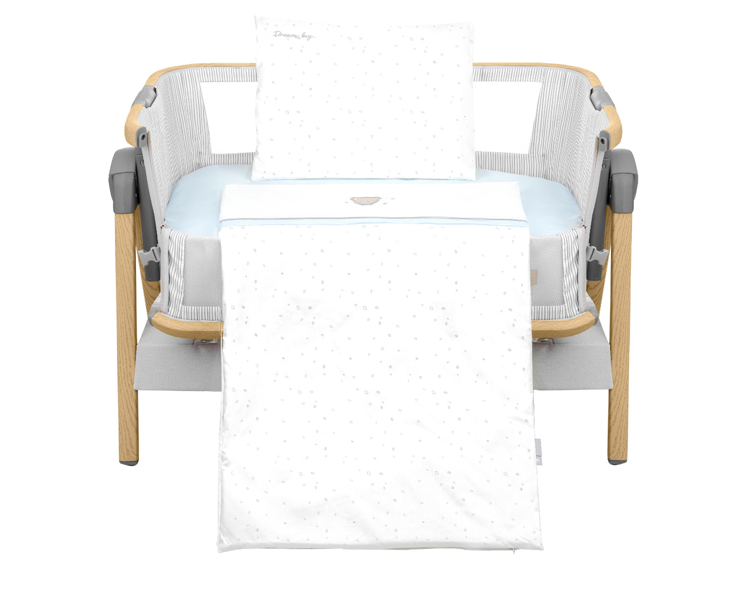 Set de lenjerie de pat pentru bebeluși Mini-Crib 5C Dream Big Blue