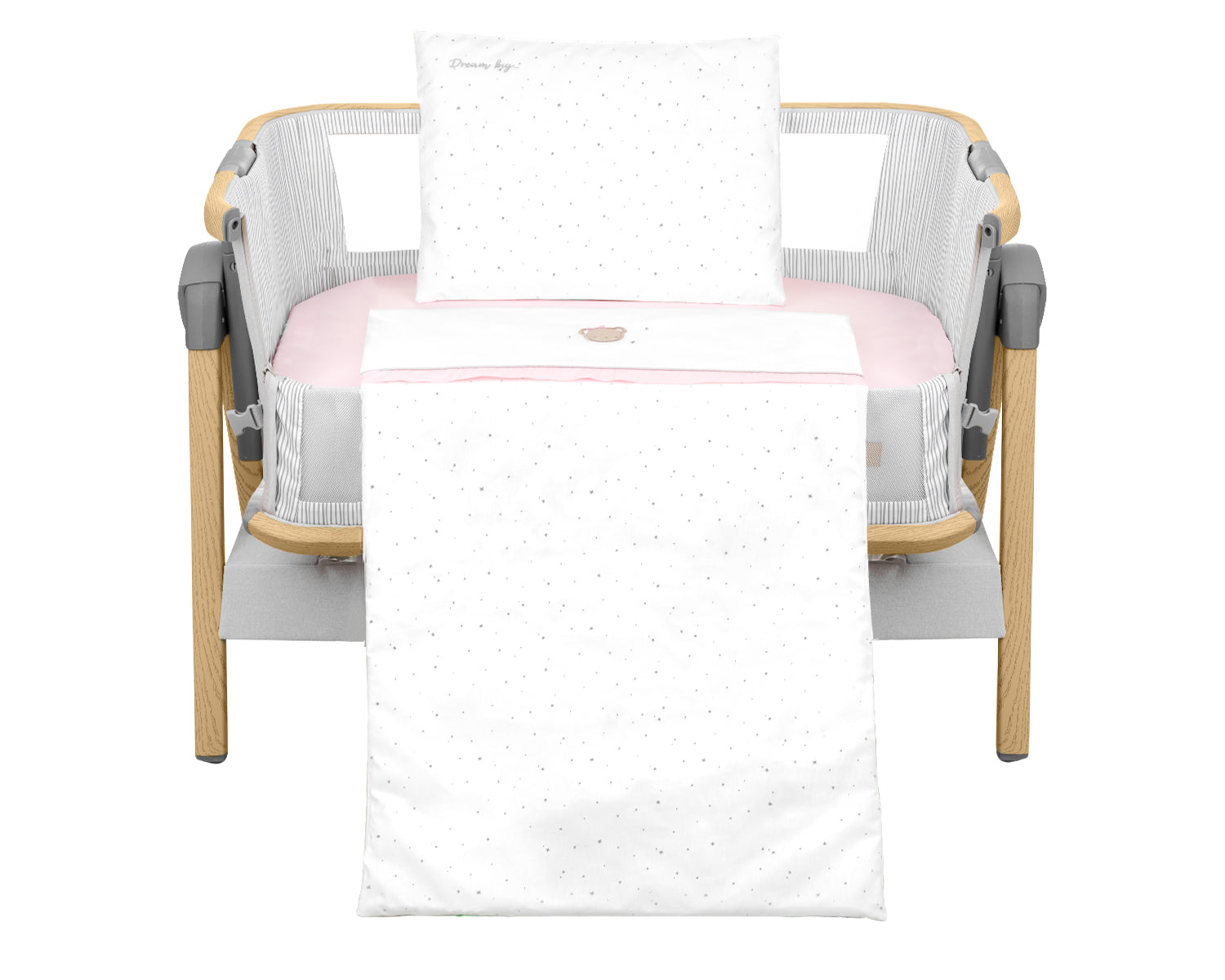 Бебешки Спален Комплект За Мини Кошара 5ч Dream Big Pink Kikkaboo
