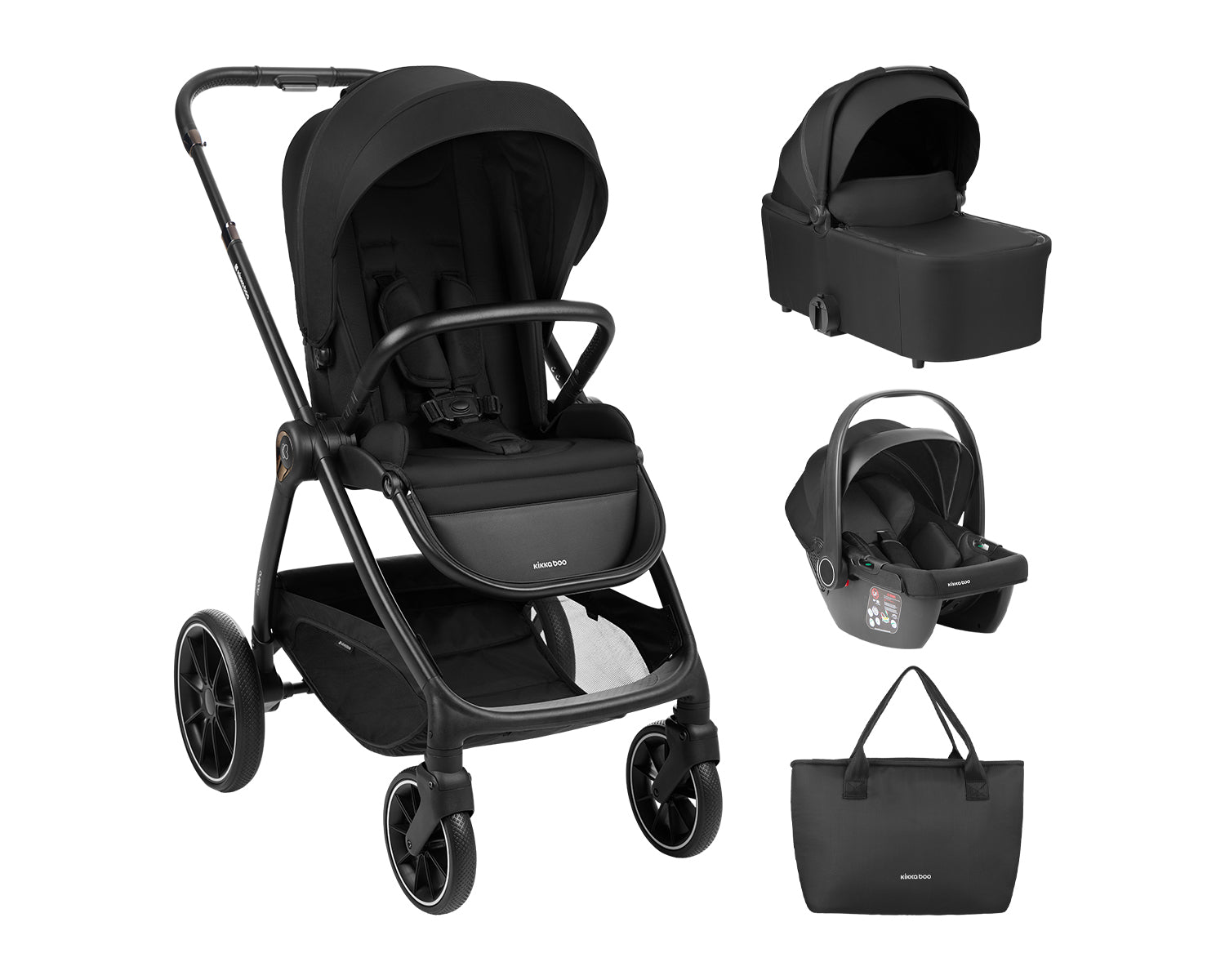 Комбинирана Количка 3В1 С Кош За Новородено Modena Black