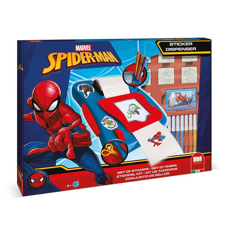 Комплект За Създаване На Стикери Spiderman С 12 Флумастери, 50 Стикери, 7 Печата И Книжка За Оцветяване Multiprint