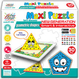 Puzzle-uri cu forme geometrice distractive pentru cei mici, cu dimensiuni 9x8, total 30 de piese, 15 modele a câte 2 piese, cu realitate augmentată 20x17x4, în 16 limbi, din spumă Eva.