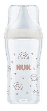 Biberon Nuk Perfect Match PP 260ml cu tetină din silicon pentru hrănire, M, 3+ luni, culoare curcubeu