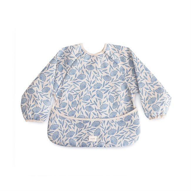 Лигавник С Ръкави Long Sleeve Bib Blue Flowers Mushie