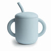 Силиконова Тренировъчна Чаша + Сламка 175 Мл. Powder Blue Mushie