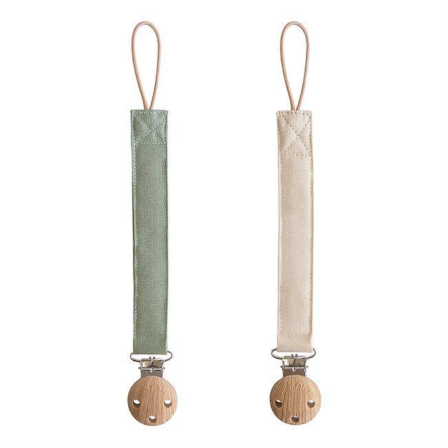 Текстилен Клипс За Залъгалка Linen 2 Бр. Olive Shifting Sand Mushie