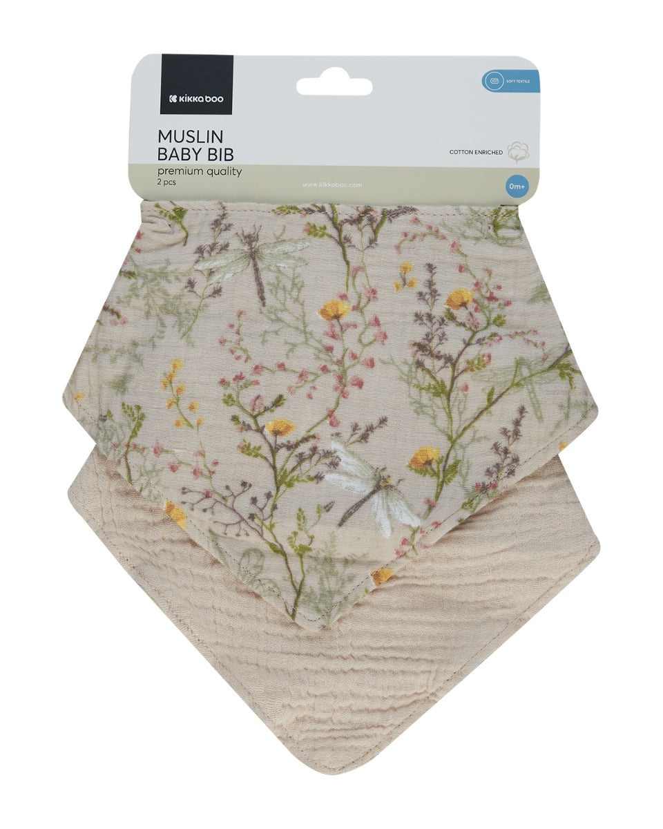 Комплект 2 Бр Муселинов Лигавник Secret Garden Beige - Лигавници - Kikkaboo - BebeMama