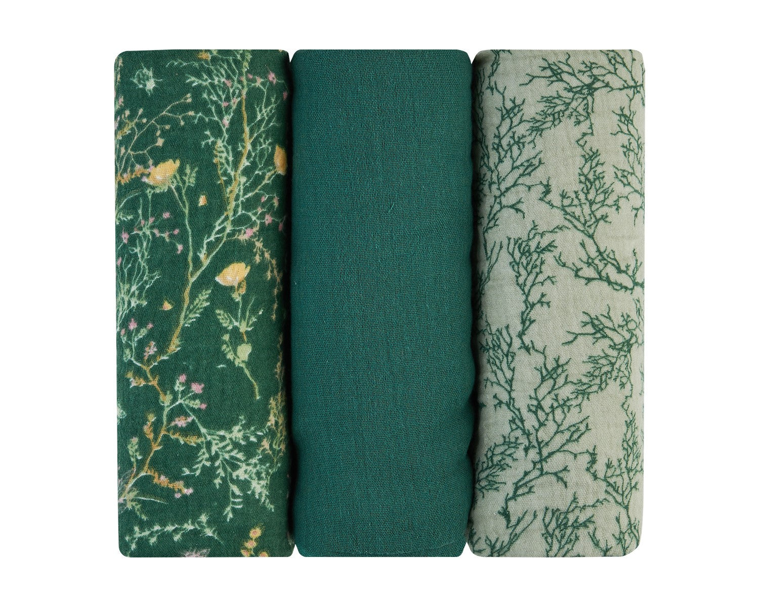 Комплект 3 Бр Муселинови Пелени 75Х75 См Secret Garden Green - Пелени - Kikkaboo - BebeMama