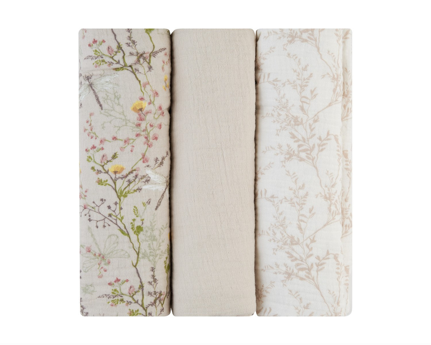 Комплект 3 Бр Муселинови Пелени 100Х100 См Secret Garden Beige --- BebeMama