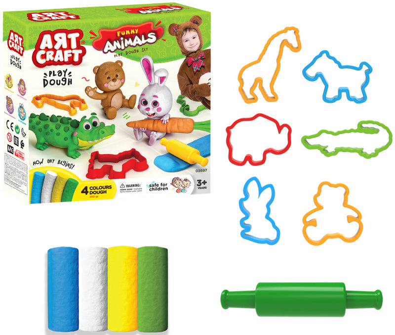 Plastilina Animale Funny K-T 4X50 Gr cu Matrici