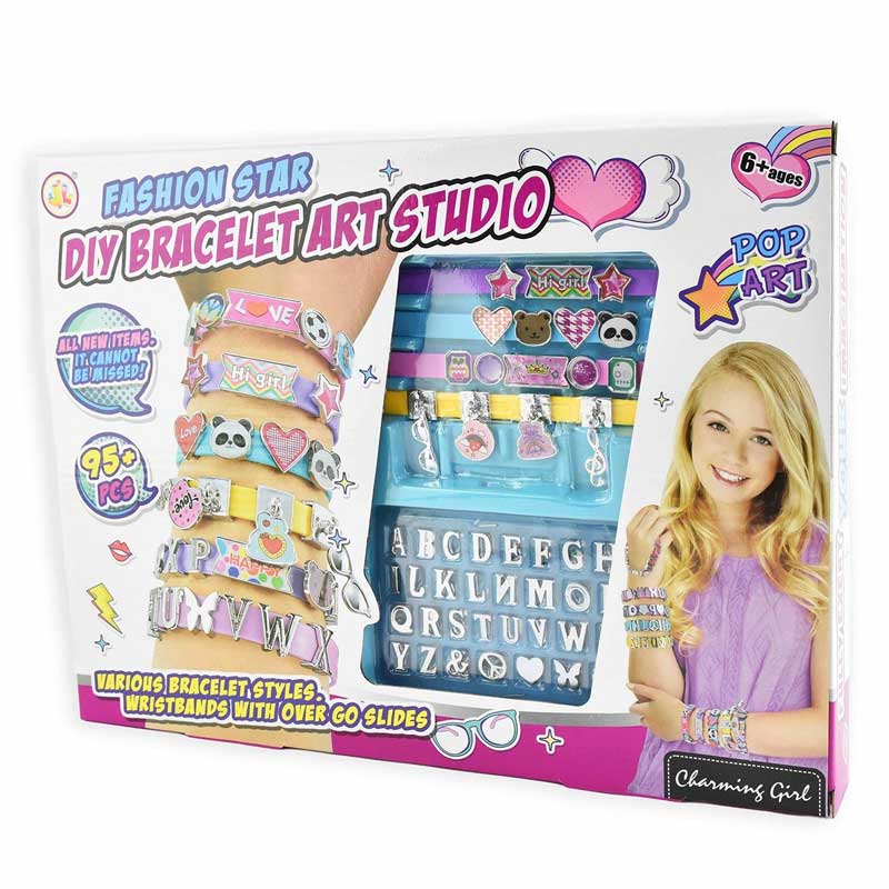 Brățară DIY cu talismane - Set pentru copii, 95 de piese