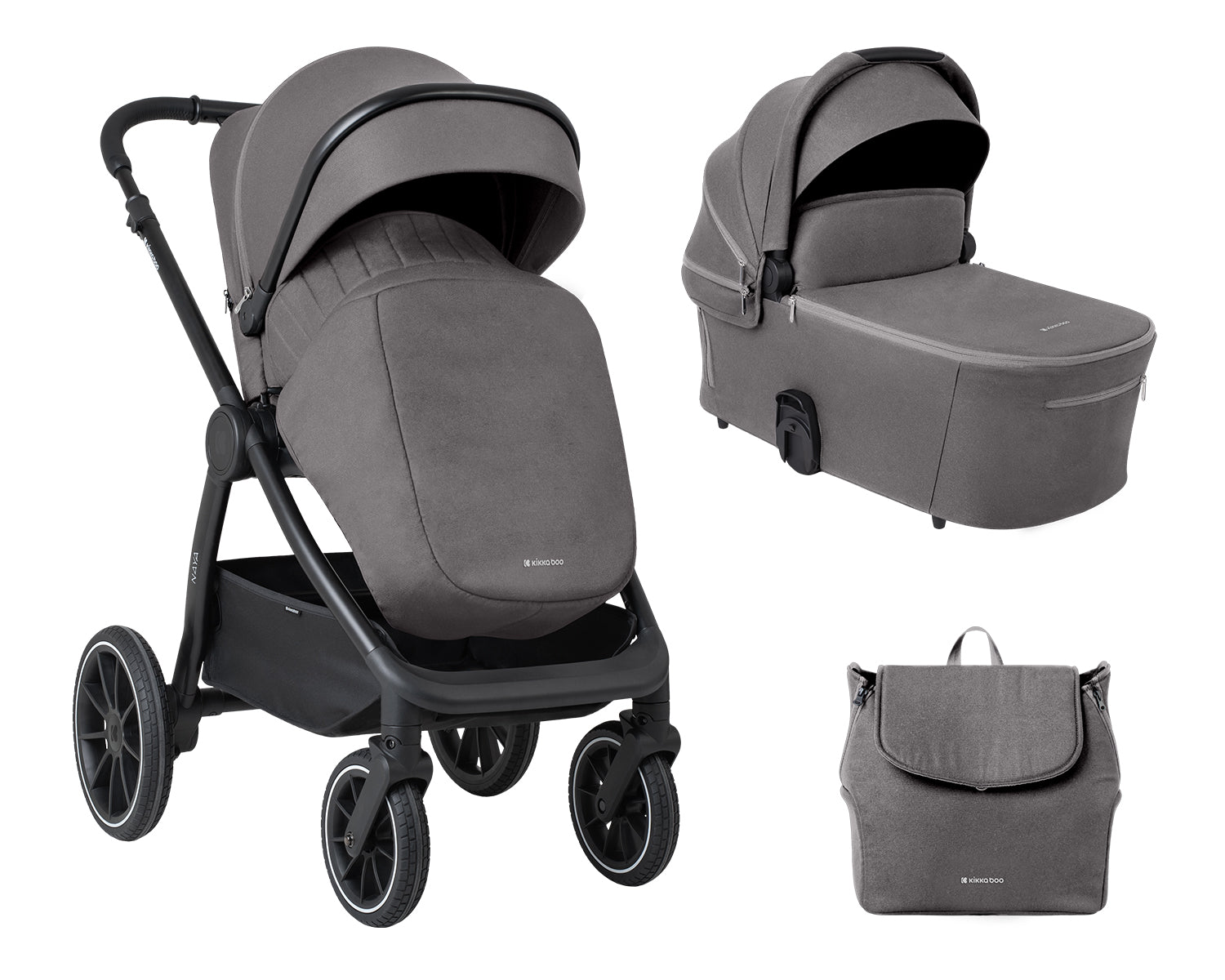 Комбинирана Количка 2В1 С Кош За Новородено Naya Grey