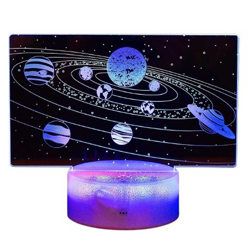 Lampă de noapte LED 3D pentru copii, sistem solar, culori schimbătoare, 20 cm