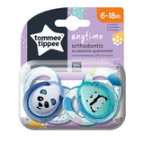 Suzete ortodontice Tommee Tippee Anytime, pachet de 2 bucăți, 6-18 luni, culoarea panda turcoaz