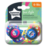 Suzete ortodontice Tommee Tippee Fun Style 6-18 luni, pachet de 2 bucăți