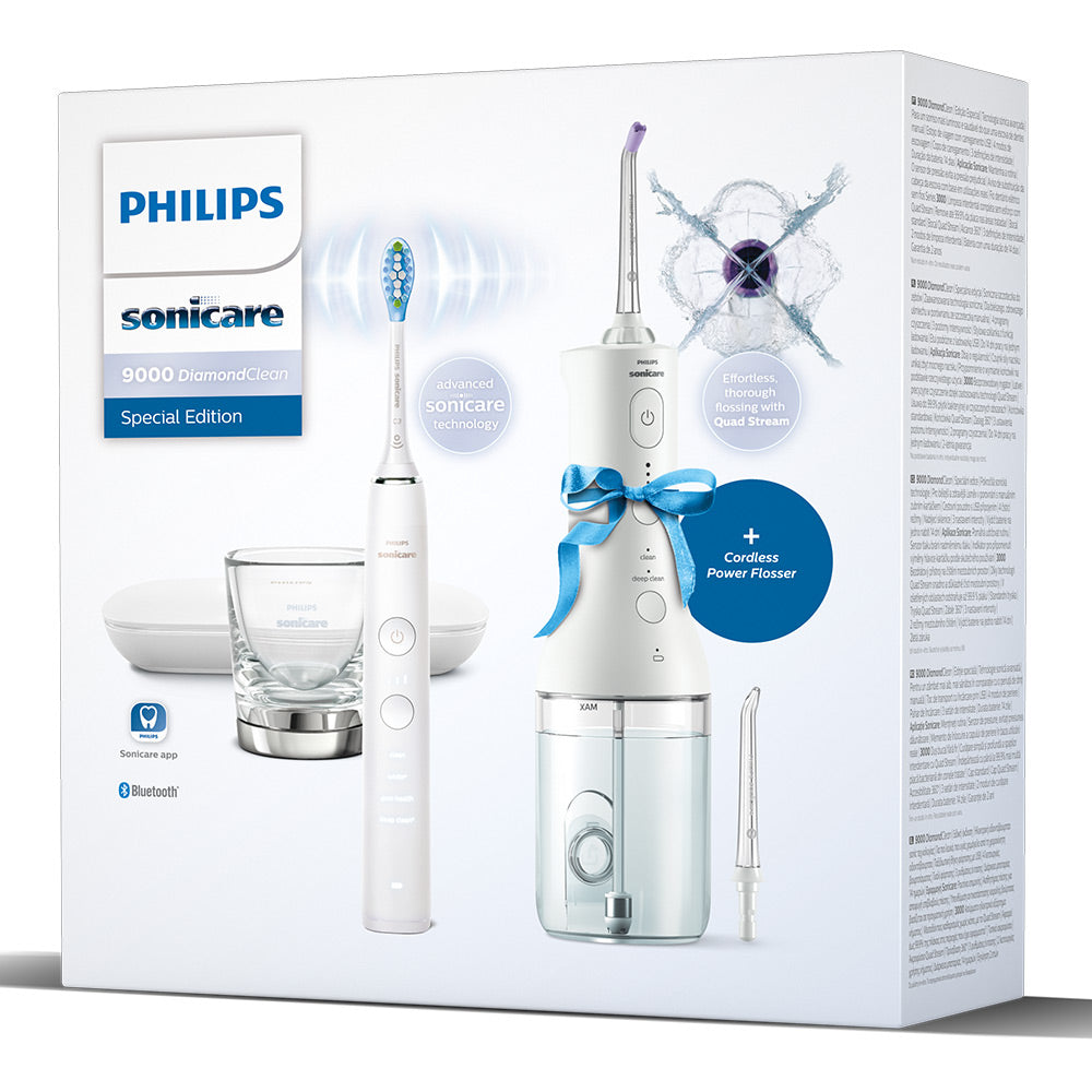 Комплект Ел. Четка За Зъби Diamondclean 9000 И Орален Душ Power Flosser 3000, Hx3886 41, Бели Philips Sonicare