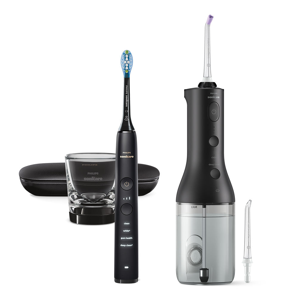 Комплект Ел. Четка За Зъби Diamondclean 9000 И Орален Душ Power Flosser 3000, Hx3886 43, Черни Philips Sonicare