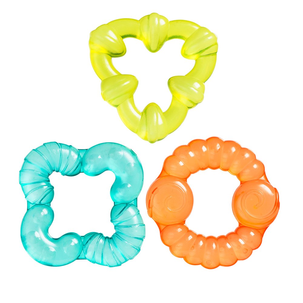 Jucării de dentiție cu apă Playgro colorate, 3 bucăți.