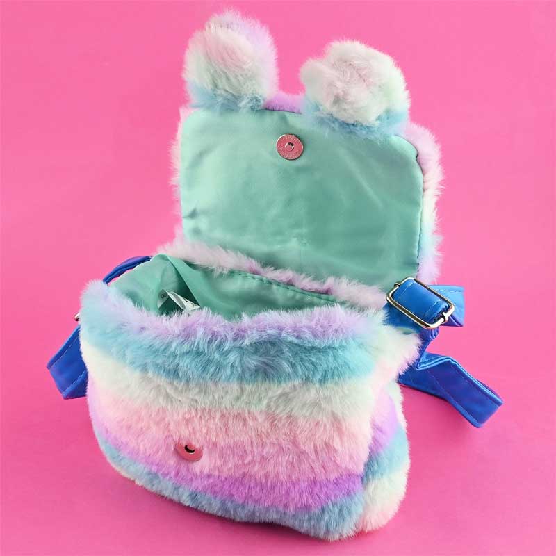 Geantă de umăr din pluș pentru fete „Unicorn colorat”, 18 cm