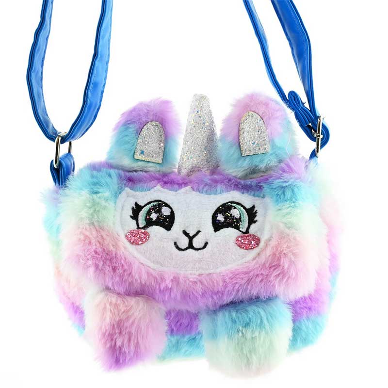 Geantă de umăr din pluș pentru fete „Unicorn colorat”, 18 cm