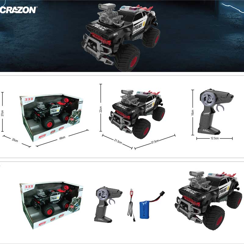 Jeep polițist off-road cu sunete spectaculoase și control RC 1:14