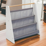 Raft de cărți portabil pentru copii Ginger Home, mobilier pentru camera copiilor, alb, gri