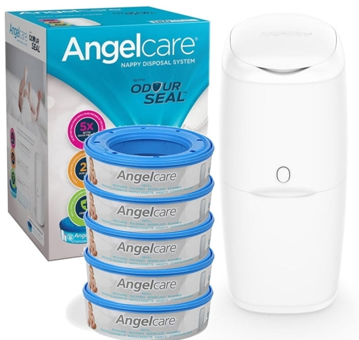 Контейнер За Памперси + 5 Пълнителя За Пелени Classic Angelcare - Кошове За Памперси - Angelcare Abakus - BebeMama