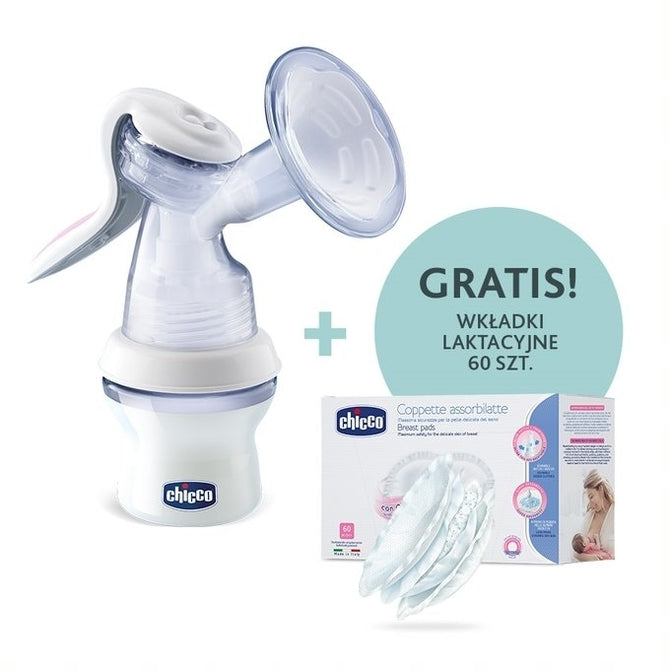 Ръчна Помпа За Кърма Natural Feeling + Подложки За Кърма 60 Бр - Помпи За Кърма - Chicco - BebeMama