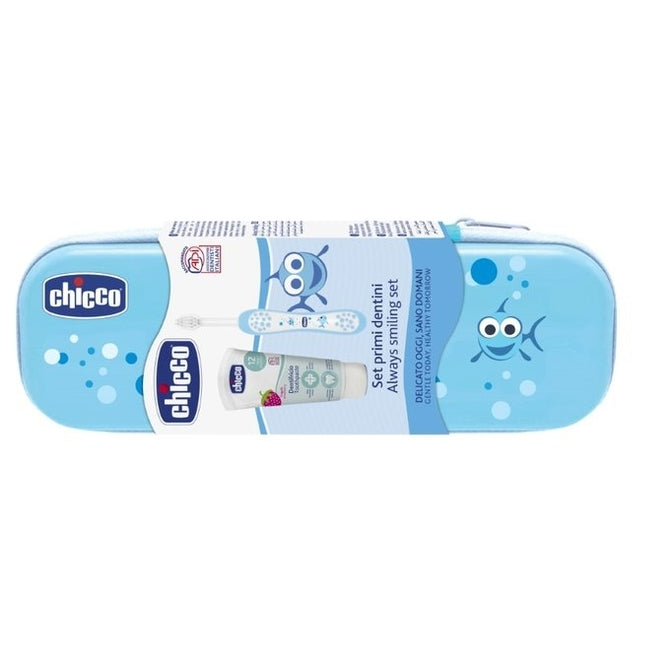 Комплект Always Smile 12M + Син Калъф - Четки За Зъбки - Chicco - BebeMama