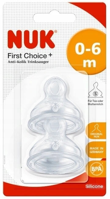 Силиконов Биберон За Шише 0-6 S 2 Бр - Биберони - Nuk - BebeMama