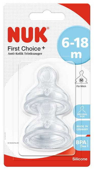 Биберон За Шише Silcone 6-18 M 2 Бр - Биберони - Nuk - BebeMama